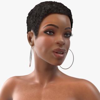 Nude Light Skin Black Woman Rigged 3D model