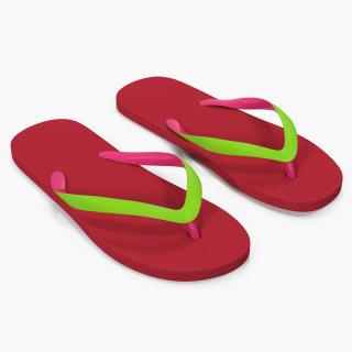 Classic Flip Flops for Women Red 3D