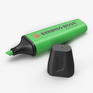 3D Fluorescent Green Highlighter Pen model