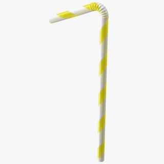 3D model Bendy Plastic Drinking Straw Yellow