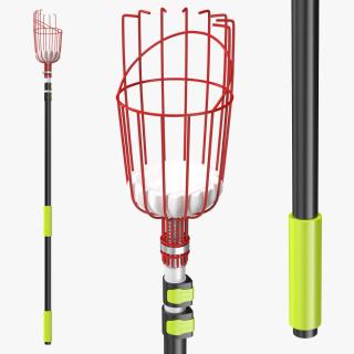 3D Fruit Picker Tool with Aluminum Telescoping Pole model