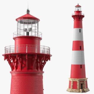 Red and White Striped Lighthouse 3D