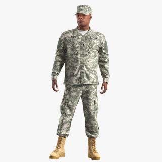 3D African-American US Soldier ACU Rigged model