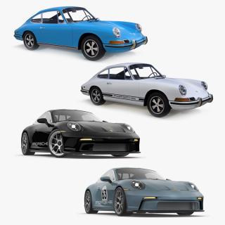 3D Rigged Retro and Modern Porsche 911 Collection