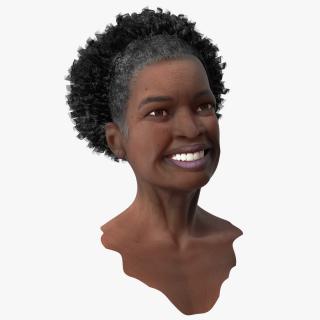 3D model Elderly Afro American Woman Head Smiling