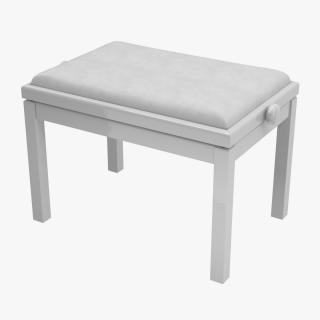White Piano Bench 3D
