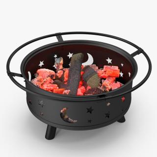 3D model Outdoor Fire Pit with Firewood Open