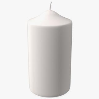 3D Dome Top Pillar Candle White model