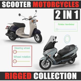 Scooter Motorcycles Rigged Collection 3D