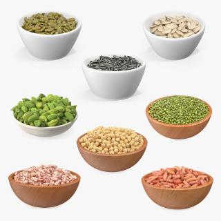 3D Beans and Seeds in a Bowl Collection 3 model