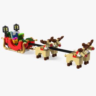 3D Lego Santa Sleigh and Reindeers