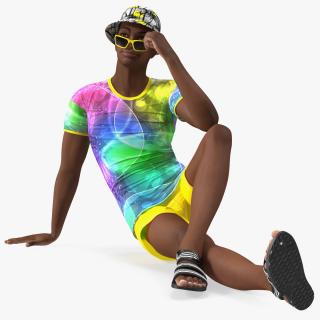 Light Skin Teenager Beach Style Sitting Pose 3D model