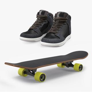 3D Skateboard With Skateboarding Shoes Collection