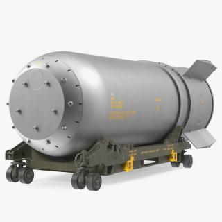 3D Steel B41 Nuclear Bomb with Airplane Trolley 2