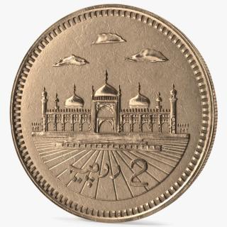 2 Pakistan Rupees Bronze 3D model