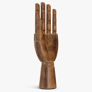 Wooden Hand with Posable Fingers Dark 3D