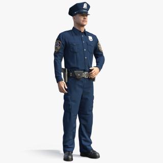 3D model NY Police Officer Standing Pose Fur