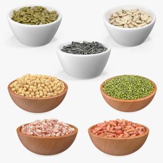 3D Beans and Seeds in a Bowl Collection 2 model