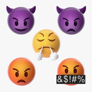 3D Emoji Angry Faces Collection model