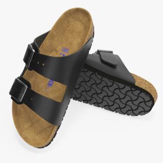 3D model Man Soft Footbed Sandals Black