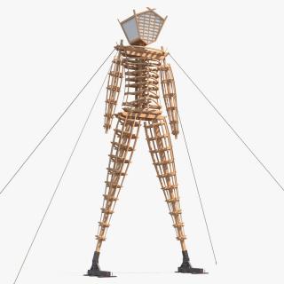 Wooden Art Statue Burning Man 3D model