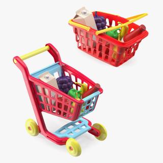 3D Children Shopping Baskets with Food Toys Collection