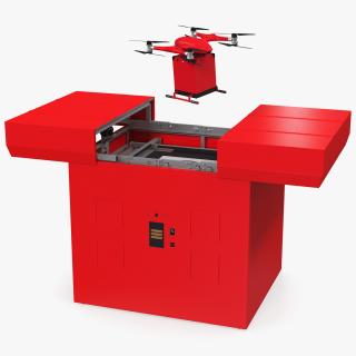 3D Delivery Station with Quadcopter Drone model