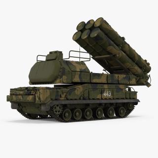 Buk M3 Surface to Air Missile Systems Camo Rigged 3D model