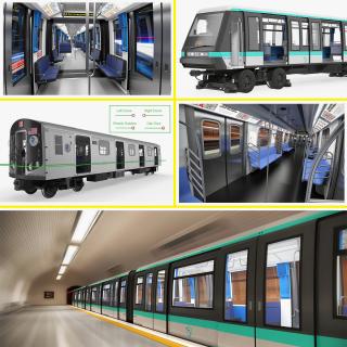 3D Rigged Subway Trains Collection