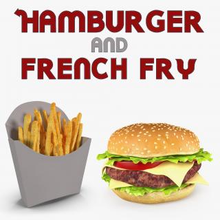 Hamburger and French Fry 3D model