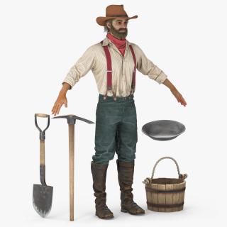 3D Wild West Prospector with Tools