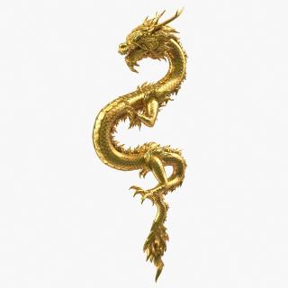3D Golden Chinese Dragon Zodiac Sign model