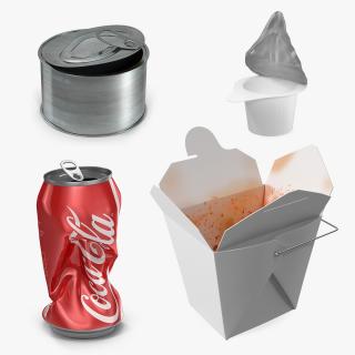 3D Used Food Containers Collection