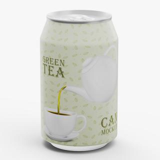 3D Green Tea Can Mockup 200ml