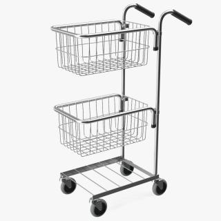 3D Chrome Mini Trolley with Two Baskets