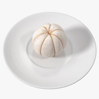 Peeled Mangosteen on White Plate 3D