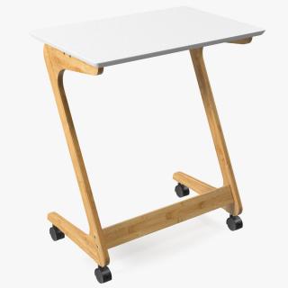 3D White Laptop Table on Wheels model