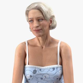 3D model Elderly Woman in Pijama Rigged
