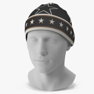 3D model Mens Patterned Winter Beanie Hat on Mannequin