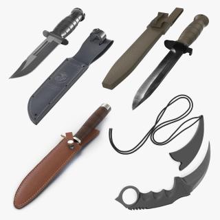 3D Knives with Sheath Collection 2