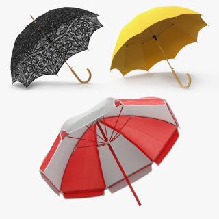 3D model Open Umbrellas Collection