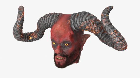 3D model Demon Head with Horns Fur