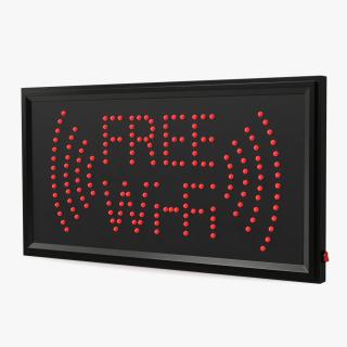 3D Free WiFi LED Sign Red Neon Light ON