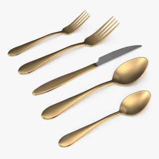 Golden Flatware Set 3D model