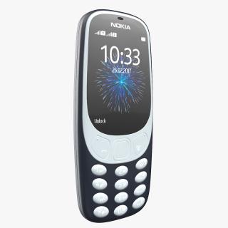 3D Blue Nokia 3310 New Lights On 2