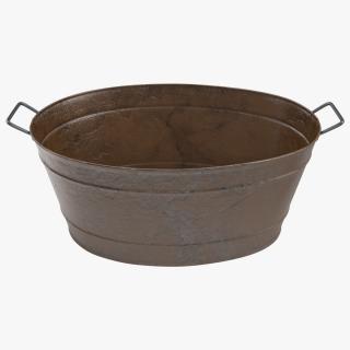 3D Large Rusty Steel Oval Tub