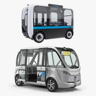 3D Rigged Self Driving Buses 3D Models Collection