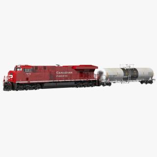 3D model Red Train Locomotive With Tank