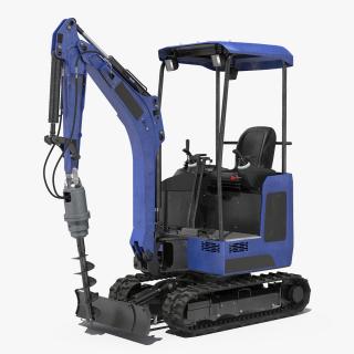 Mini Excavator with Earth Drill Generic 3D model