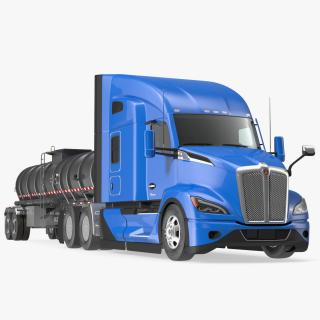 3D Kenworth Truck with Tanker Trailer Rigged